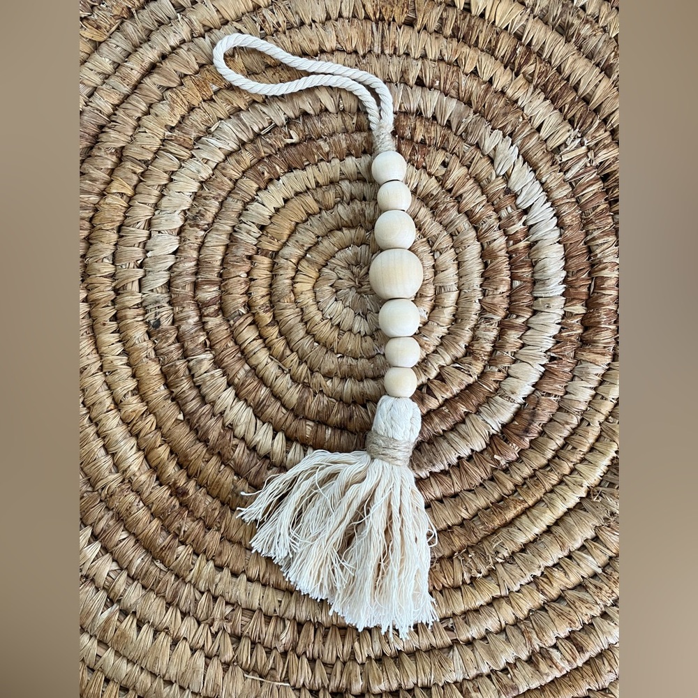 Natural wooden beads on macramé cording